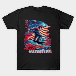 Hello Summer Funny Surfer Riding Surf Surfing Lover Gifts T-Shirt